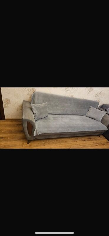Салонные, медицинские комплекты мебели: Boz rəngdə salon dəsti – 1 divan və 2 kreslo. - Material: yumşaq