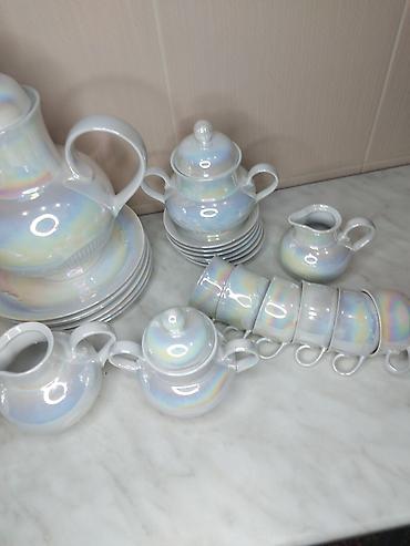 Qab-qacaq və mətbəx ləvazimatları: Çay dəsti, rəng - Ağ, Farfor, 6 nəfərlik, SSRİ — 3