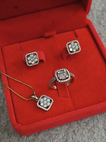 Наборы украшений: Комплект ювелирных украшений из серебра напыления жёлтое золото с — 6