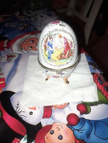 Sandıqlar: Porcelan yumurta formalı bijuter qutusu - Material: parlaq ağ — 7