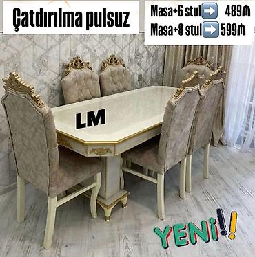 oturacaq: Qonaq otağı üçün, Yeni, Açılmayan, Dördbucaq masa, 6 stul — 1