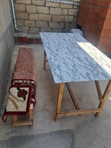 Qonaq masası, Açılmayan, Mərmər, Dördbucaq masa