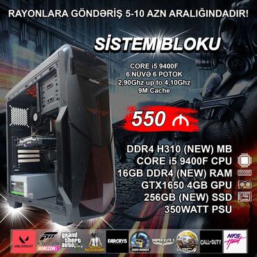 Masaüstü kompüterlər və iş stansiyaları: Sistem Bloku "Molten DDR4 Gaming Core i5 9400F GTX1650” DDR3 qiymətinə