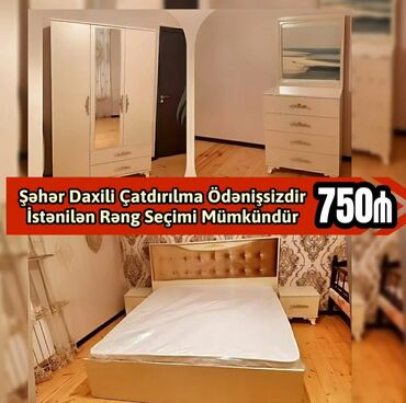 Yataq otağı dəstləri: İkinəfərlik çarpayı, Termo, Dolab, 2 tumba, Azərbaycan, Yeni — 3