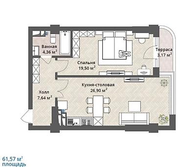 Продажа квартир: 2 комнаты, 61 м², Орто-Сай с. Элитка, 2 этаж, ПСО (под самоотделку) — 2