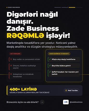 reklam plakati: Zade Business – Satış yönümlü rəqəmsal reklam xidməti Nə təklif — 3