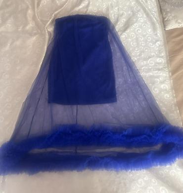 hicab geyimi: Krals mavisi rəngdə tül şal/örtü dəsti. - Material: incə, şəffaf tül — 1