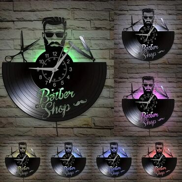 таблички на дверь: Məhsul: Tematik dekorativ divar saatları - Barber Shop modeli: Qara