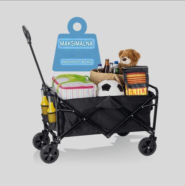 Baštenski alati i oprema: Praktična sklopiva baštenska kolica crne boje, idealna za prenošenje — 3