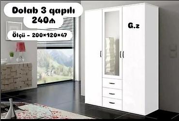 kitab refi mebel: 3 qapılı paltar dolabı - Rəng: ağ - Ölçü: 200 × 120 × 47 sm (şəkildə — 1