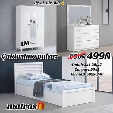 Üçlü yataq otağı dəsti – çatdırılma pulsuz Dəst tərkibi: - Çarpayı