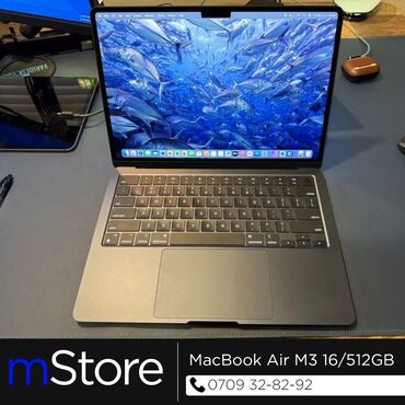 macbook air 11 2012: Ноутбук, Apple, 16 ГБ ОЭТ, Apple M3, 13.5 ", Колдонулган, Татаал эмес тапшырмалар үчүн, эс тутум SSD