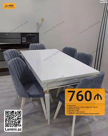 Məhsul: Masa Dəsti (Kod: 3175) - Tərkib: 1 açılan masa + 6 ədəd stul