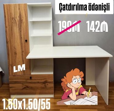 tek divan: Künc masa, Stulsuz, Polkalı, Siyirməli, Teksturalı laminat