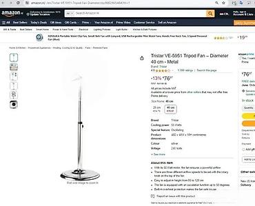 Podni ventilatori: Tristar metalni podni ventilator – 40 cm - Prečnik elise: 40 cm (4 — 5