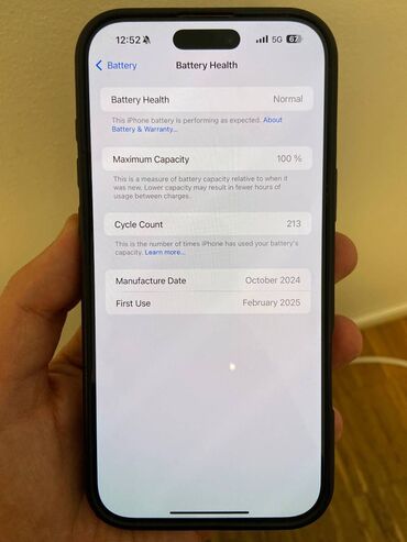 айфон 16 макс: IPhone 16 Pro, Колдонулган, 256 ГБ, Black Titanium, Заряддоочу түзүлүш, Куту, 94 %