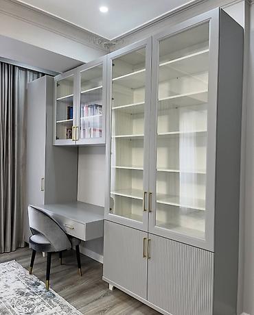 study table: Комплект офисной мебели, Новый, Шкаф, цвет - Серый — 1