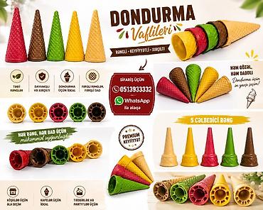 Qida məhsulları: Rəngli dondurma vafliləri – premium keyfiyyət, xırıltılı tekstura — 1