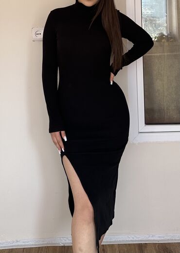 черное длинное вечерное платье: Вечернее платье, Длинная модель, S (EU 36), XL (EU 42)