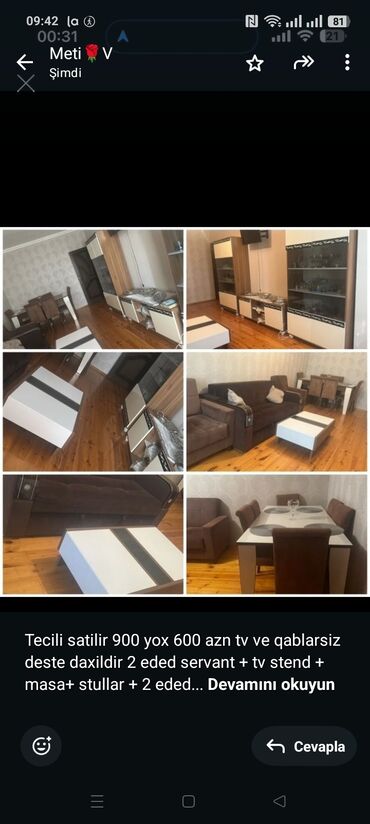 xacmaz mebel: Tecili satilir 900 yox 600 azn tv ve qablarsiz deste daxildir 2 eded
