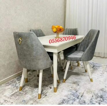 Masa və oturacaq dəstləri: Qonaq otağı üçün, Yeni, Açılan, Dördbucaq masa, 6 stul — 7