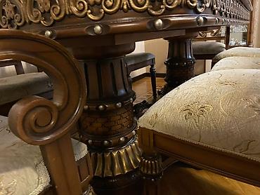 mebel materiali: Klassik üslubda yemək otağı dəsti - Material: keyfiyyətli ağac (qoz — 2