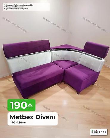 tek divan modelleri: Məhsul: Mətbəx divanı (künc) Ölçü: 170×120 sm Rəng: Rəng seçimi — 1