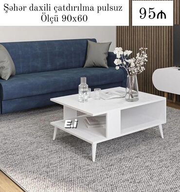 Masa və oturacaq dəstləri: Jurnal masası, Açılmayan, MDF, Dördbucaq masa