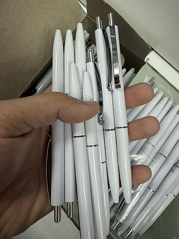aplle pencil: Ручки шариковые, белые, с хромированными элементами под нанесение — 2