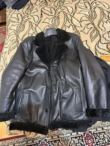tebii deri: Kişi üçün ağır qış dəri kürk - Material: xarici hissə – qara təbii — 1