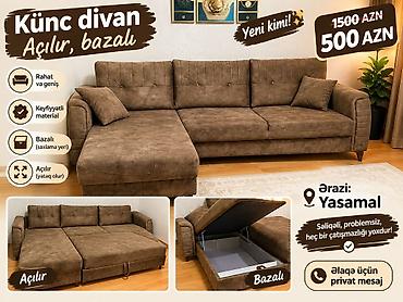 Aynur92👑kod8989 Qiymet 500 AZN Künc divan satılır 🛋️ Açılır, bazalıdır