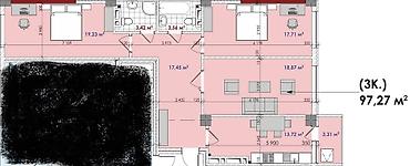 ква: 3 комнаты, 97 м², Элитка, 13 этаж, ПСО (под самоотделку) — 7