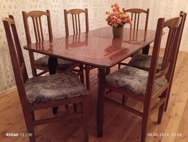 masa ve oturacaglar: Qonaq otağı üçün, Yeni, Açılmayan, Dördbucaq masa, 6 stul, Almaniya