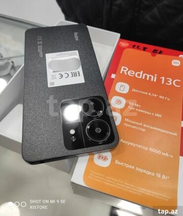 Xiaomi: Xiaomi Redmi 13C, 128 GB, rəng - Qara, 
 Sensor, Barmaq izi, İki sim kartlı