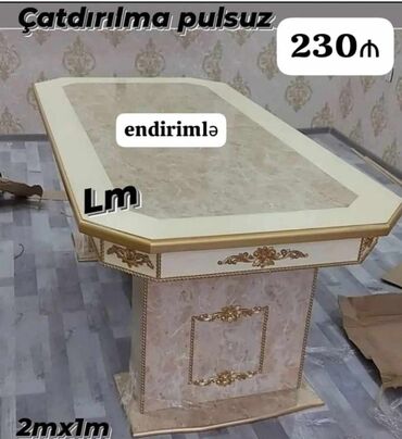 Sifarişlə qonaq masaları: ⚜️ *_KLASSİK Tumbalı masa_* Qiymət : *230₼* *Ölçü : 2m x 1m*