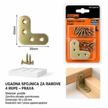 KMT L dvoredni tip ugaoni 9368109 Ugaona spojnica za ramove sa 4 rupe