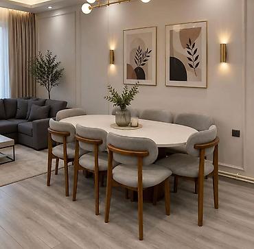 Qonaq otağı üçün, Yeni, Açılmayan, Oval masa, 8 stul