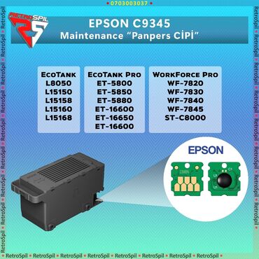 Modemlər və şəbəkə avadanlıqları: Epson C9345 Maintenance Tank Chip " Zibil Qabı" Hecnəyə ehtiyac yoxdur