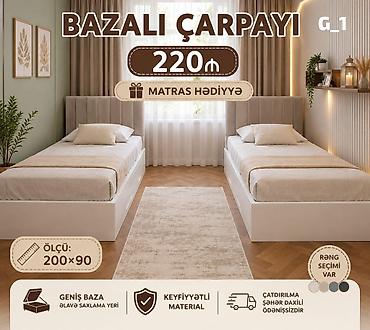islenmis matras: Bazalı çarpayı – G1 modeli - Ölçü: 200×90 sm - Qiymət: 220 ₼ - — 1