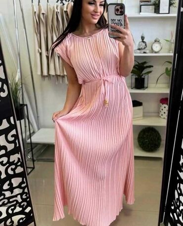 dugacke haljine svecane: One size, color - Pink, Evening, Short sleeves
