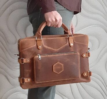 Noutbuklar üçün örtük və çantalar: Natural dəri portfel Dəri Portfel 100% Əl işi təbii Dəri çanta. Təbii — 4