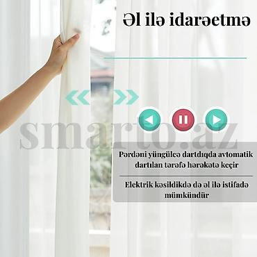 Pərdə və jalüz: Ağıllı motorlu pərdə karnizi. 🎛️Pərdələr pultla, səslə və smartfonla — 3