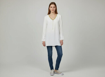długa sukienki na wesele z krótkim rękawem: Women`s tunic, size M