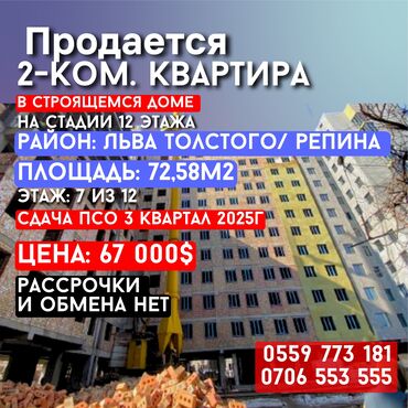 Продажа квартир: 2 комнаты, 72 м², Элитка, 7 этаж