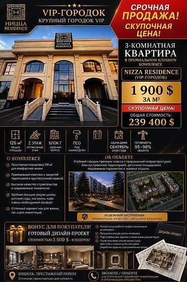 residence: 3 комнаты, 126 м², Элитка, 2 этаж, ПСО (под самоотделку) — 1