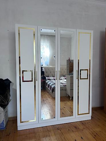 Dolablar: Yeni, 4 qapılı, Güzgülü, Ağ, Açılan, Düz dolab — 2
