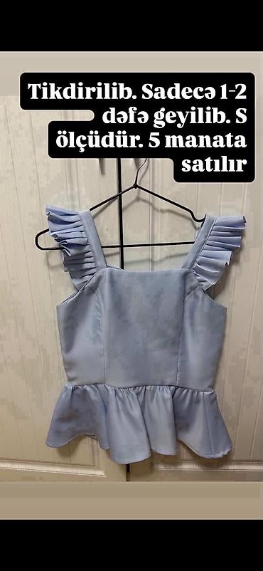 S ölçüdə, parçadan xüsusi tikdirilmiş qadın bluz/köynək dəsti