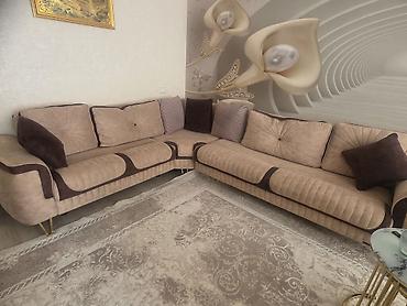 kündür: Künc divan, İşlənmiş, Açılan, Bazalı, Vеlur parça, Çatdırılma yoxdur — 2