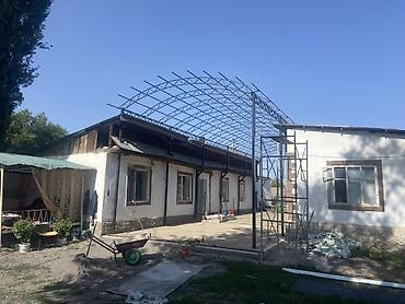 арка для навеса: Навес из металлокаркаса с арочным пролетом - Конструкция: сварной — 7
