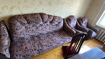 Klassik yumşaq mebel dəsti – 1 divan + 2 kreslo - Üçnəfərlik divan və